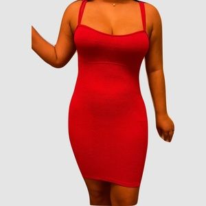 ambiance red mini/midi bodycon dress!!